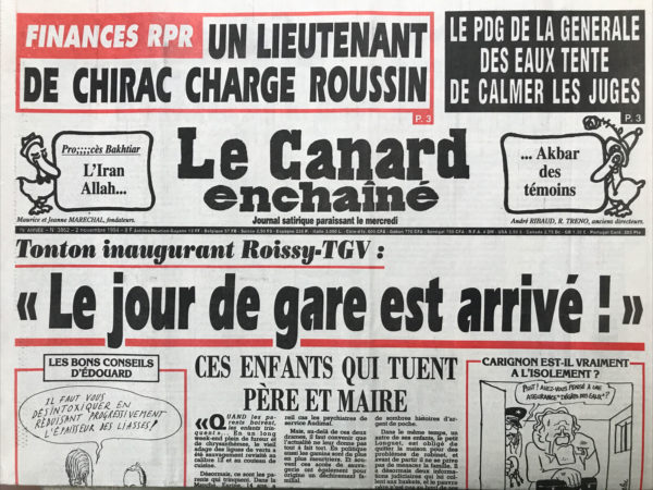N° 3862 du Canard Enchaîné -  2 Novembre 1994