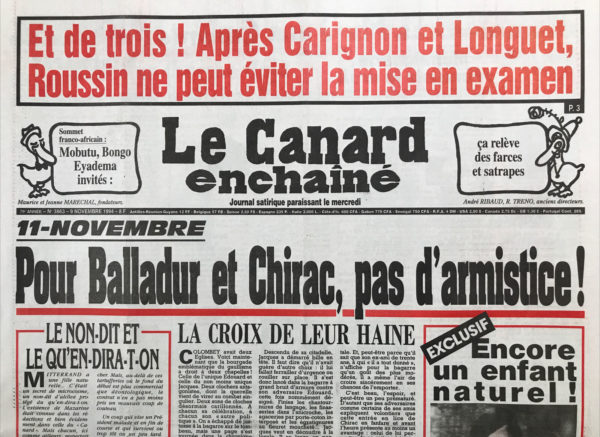 N° 3863 du Canard Enchaîné -  9 Novembre 1994