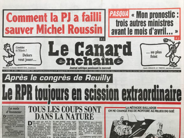 N° 3864 du Canard Enchaîné -  16 Novembre 1994