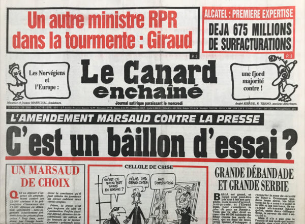 N° 3866 du Canard Enchaîné -  30 Novembre 1994