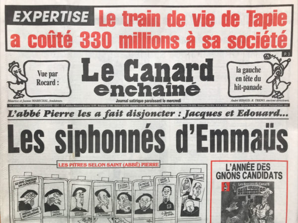 N° 3869 du Canard Enchaîné -  21 Décembre 1994