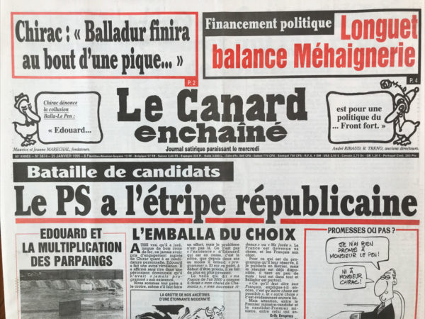 N° 3874 du Canard Enchaîné -  25 Janvier 1995