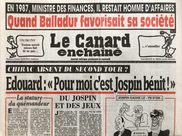 N° 3876 du Canard Enchaîné -  8 Février 1995