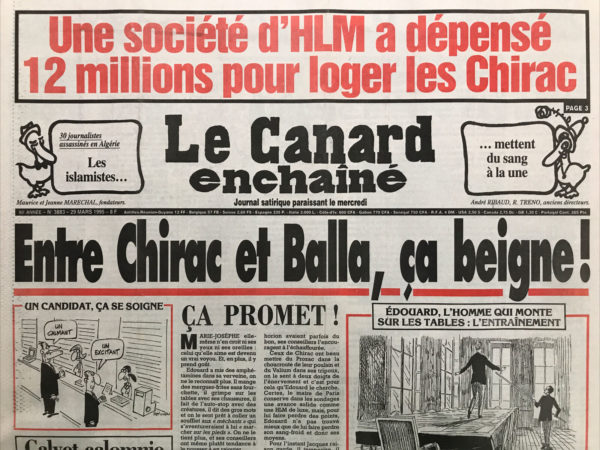 N° 3883 du Canard Enchaîné -  29 Mars 1995
