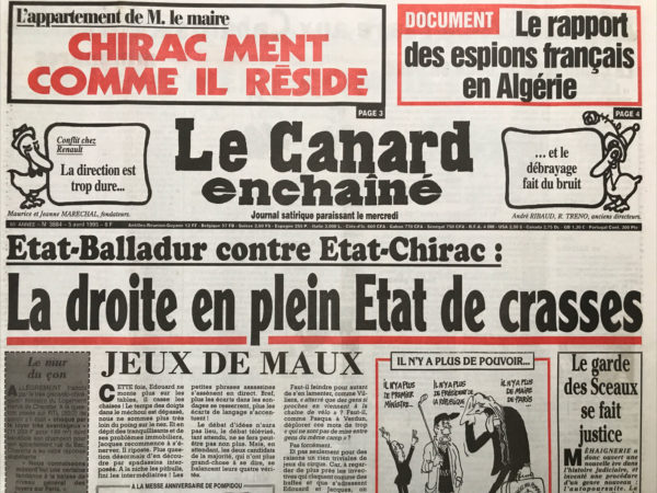 N° 3884 du Canard Enchaîné -  5 Avril 1995