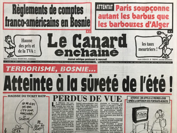 N° 3901 du Canard Enchaîné -  2 Août 1995