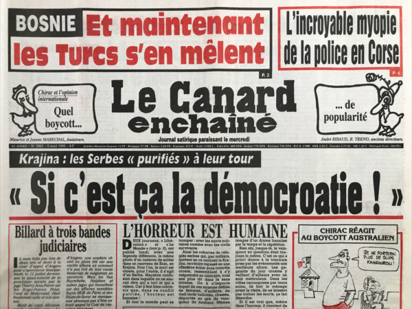 N° 3902 du Canard Enchaîné -  9 Août 1995
