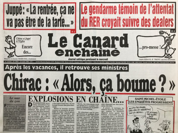 N° 3904 du Canard Enchaîné -  23 Août 1995