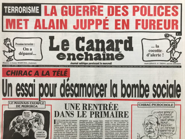 N° 3906 du Canard Enchaîné -  6 Septembre 1995