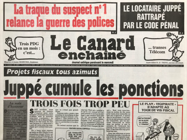 N° 3907 du Canard Enchaîné -  13 Septembre 1995