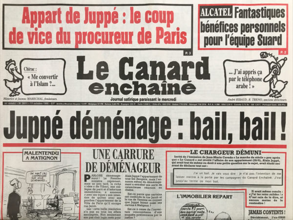 N° 3911 du Canard Enchaîné -  11 Octobre 1995