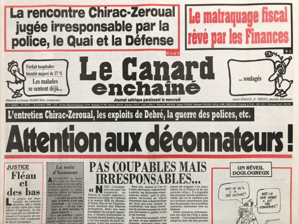 N° 3912 du Canard Enchaîné -  18 Octobre 1995