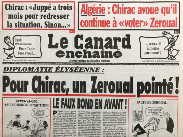 N° 3913 du Canard Enchaîné -  25 Octobre 1995