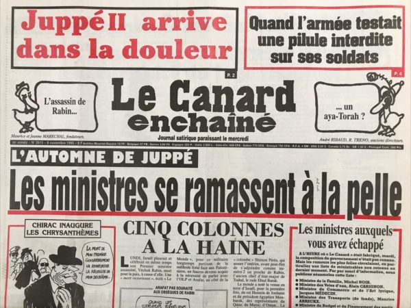 N° 3915 du Canard Enchaîné -  8 Novembre 1995