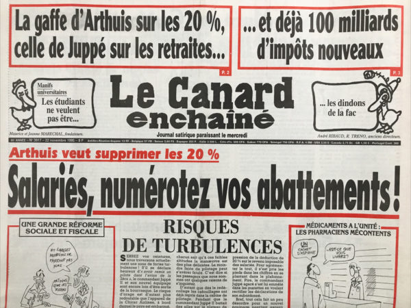 N° 3917 du Canard Enchaîné -  22 Novembre 1995