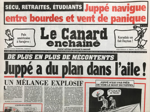 N° 3918 du Canard Enchaîné -  29 Novembre 1995
