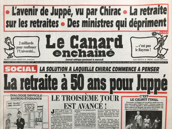N° 3919 du Canard Enchaîné -  6 Décembre 1995