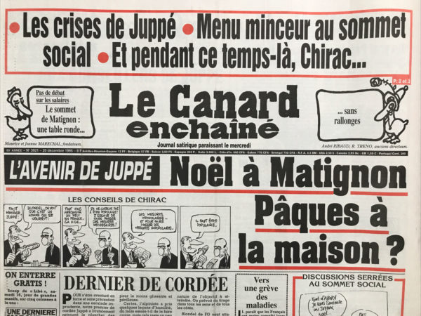 N° 3921 du Canard Enchaîné -  20 Décembre 1995