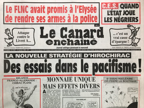 N° 3927 du Canard Enchaîné -  31 Janvier 1996