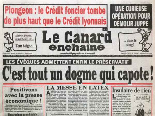 N° 3929 du Canard Enchaîné -  14 Février 1996