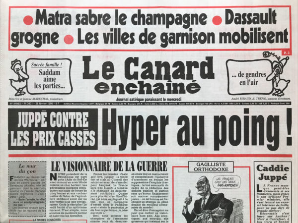 N° 3931 du Canard Enchaîné -  28 Février 1996
