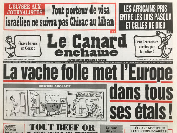 N° 3935 du Canard Enchaîné -  27 Mars 1996