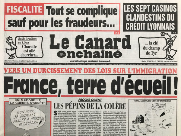 N° 3938 du Canard Enchaîné -  17 Avril 1996