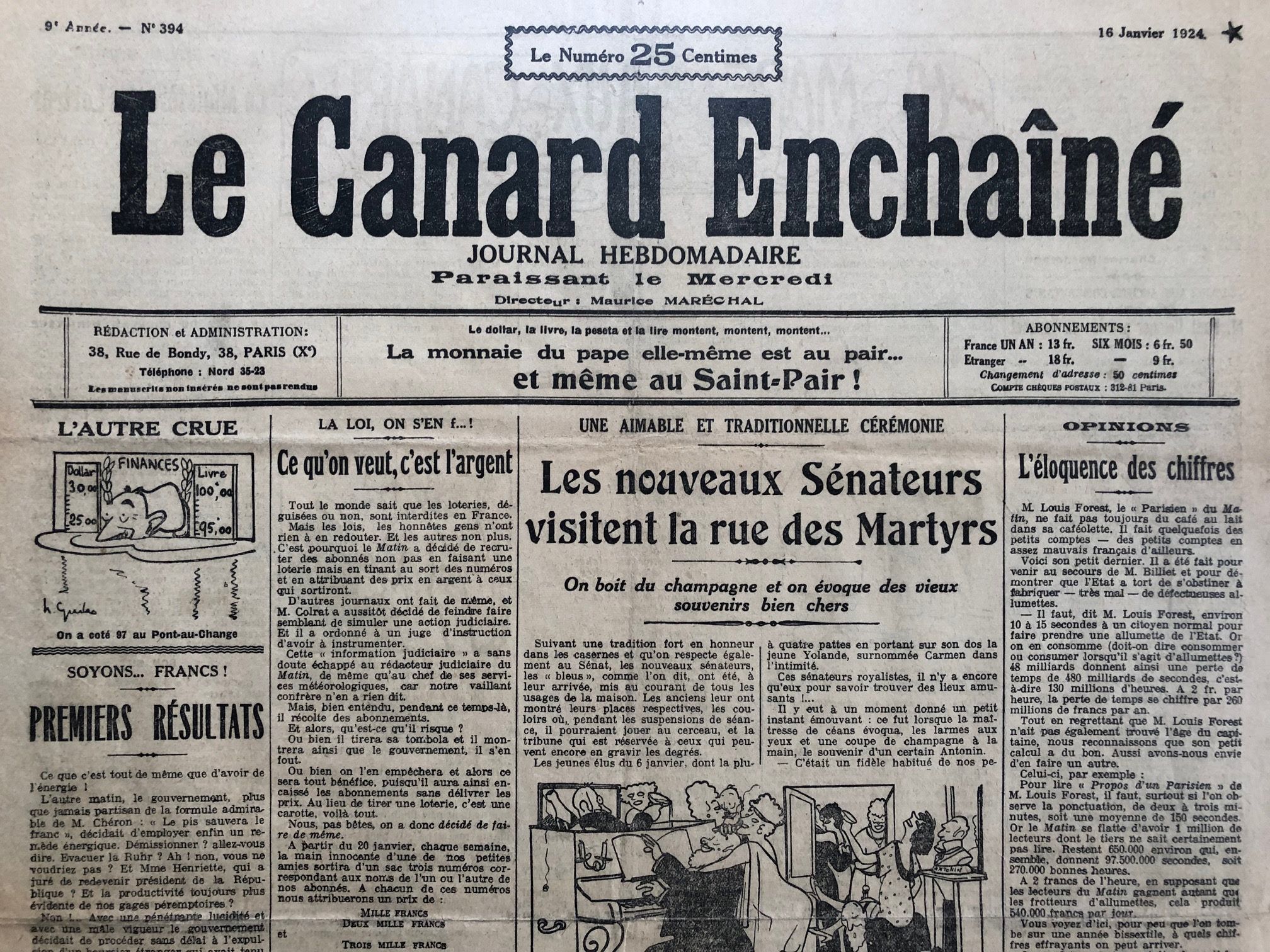 Couac ! | Acheter un Canard | Vente d'Anciens Journaux du Canard Enchaîné. Des Journaux Satiriques de Collection, Historiques & Authentiques de 1916 à 2004 ! | 394