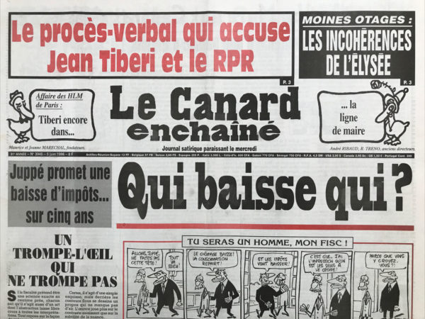 N° 3945 du Canard Enchaîné -  5 Juin 1996