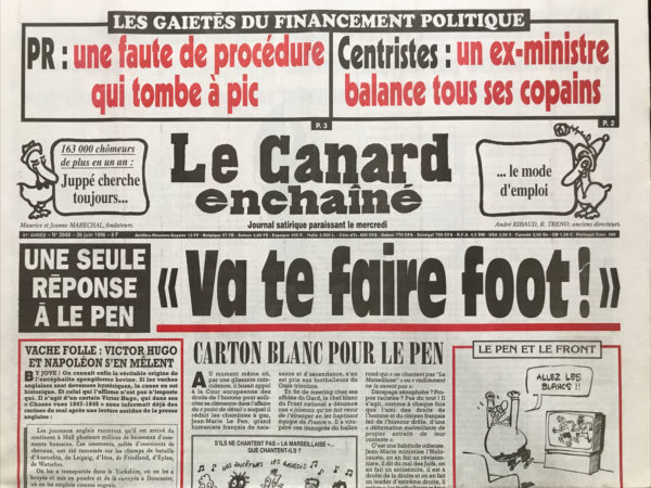N° 3948 du Canard Enchaîné -  26 Juin 1996