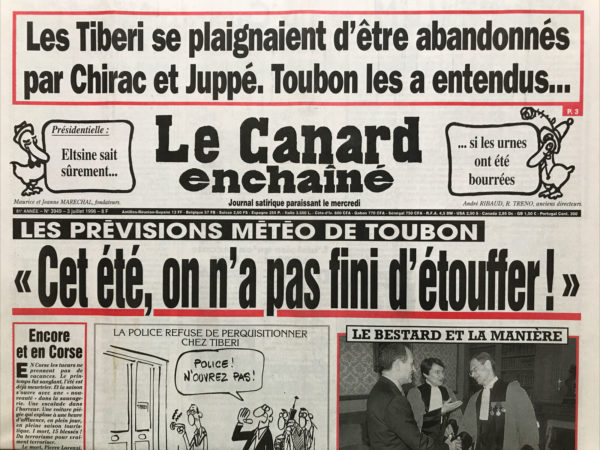 N° 3949 du Canard Enchaîné -  3 Juillet 1996