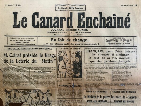N° 395 du Canard Enchaîné -  23 Janvier 1924