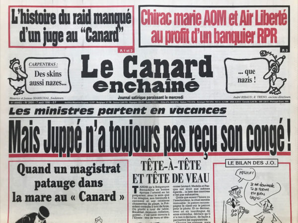 N° 3954 du Canard Enchaîné -  7 Août 1996