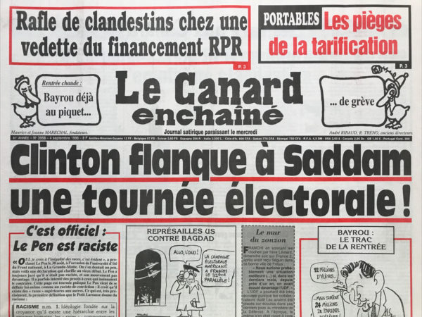 N° 3958 du Canard Enchaîné -  4 Septembre 1996