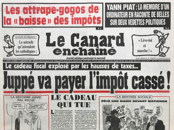 N° 3959 du Canard Enchaîné -  11 Septembre 1996