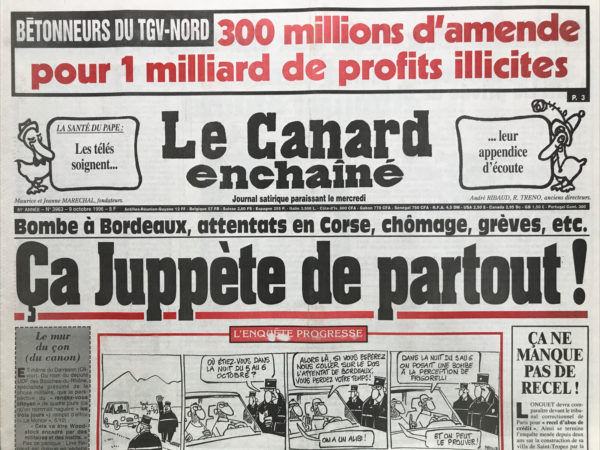 N° 3963 du Canard Enchaîné -  9 Octobre 1996