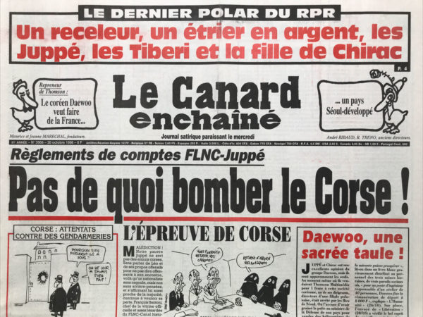 N° 3966 du Canard Enchaîné -  30 Octobre 1996
