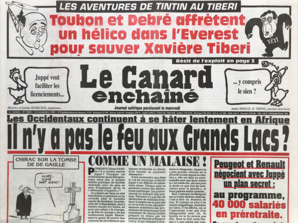 N° 3968 du Canard Enchaîné -  13 Novembre 1996