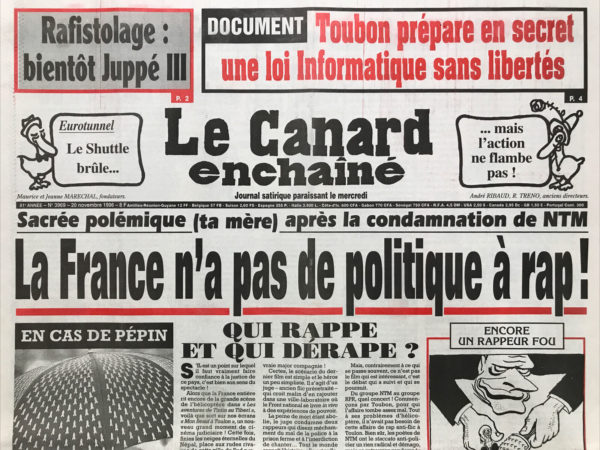 N° 3969 du Canard Enchaîné -  20 Novembre 1996