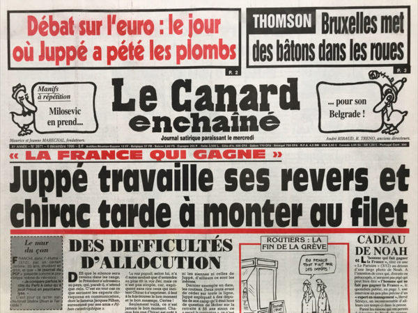N° 3971 du Canard Enchaîné -  4 Décembre 1996