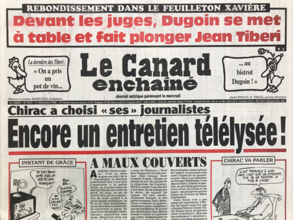 N° 3972 du Canard Enchaîné -  11 Décembre 1996