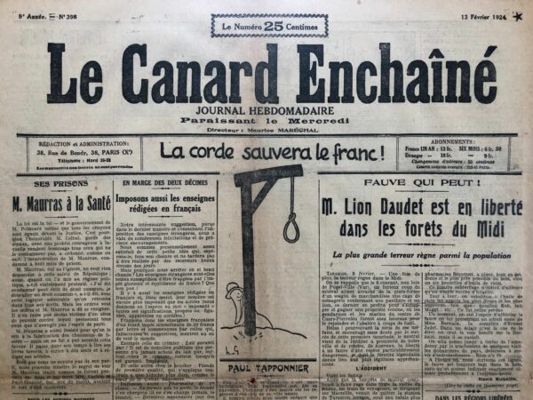N° 398 du Canard Enchaîné -  13 Février 1924