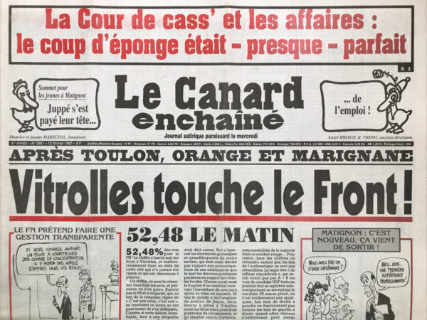 N° 3981 du Canard Enchaîné -  12 Février 1997