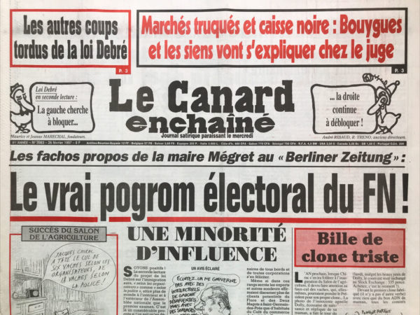 N° 3983 du Canard Enchaîné -  26 Février 1997