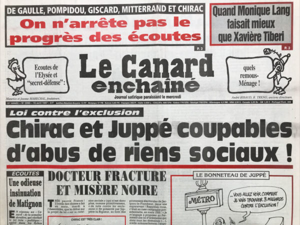 N° 3990 du Canard Enchaîné -  16 Avril 1997