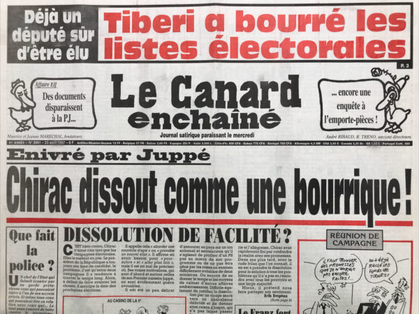 N° 3991 du Canard Enchaîné -  23 Avril 1997
