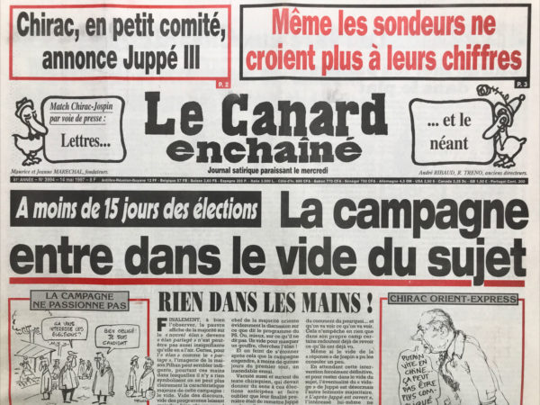 N° 3994 du Canard Enchaîné -  14 Mai 1997