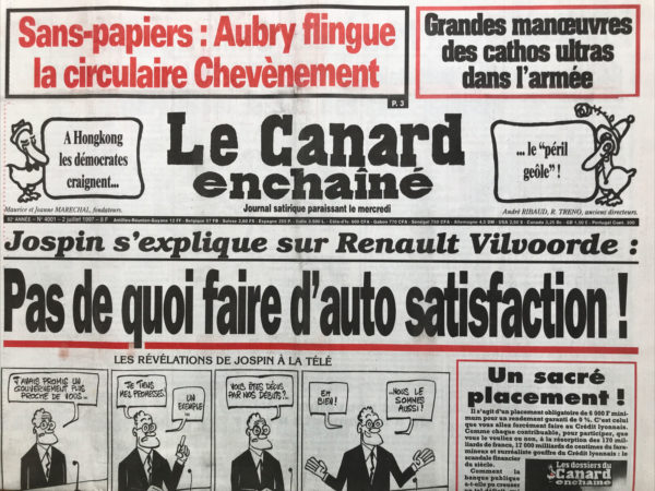 N° 4001 du Canard Enchaîné -  2 Juillet 1997