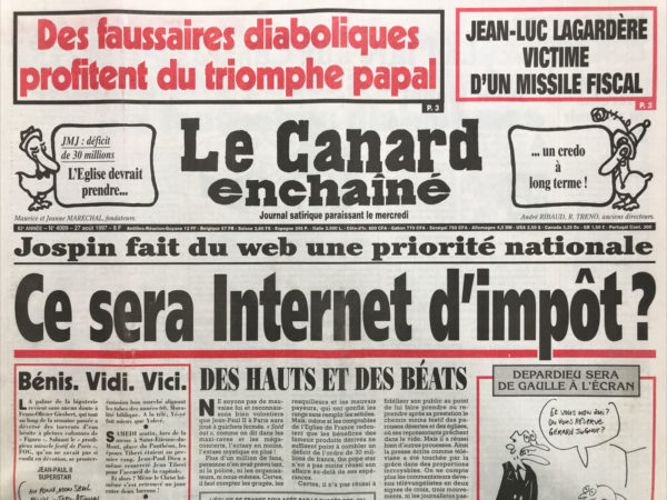 N° 4009 du Canard Enchaîné -  27 Août 1997