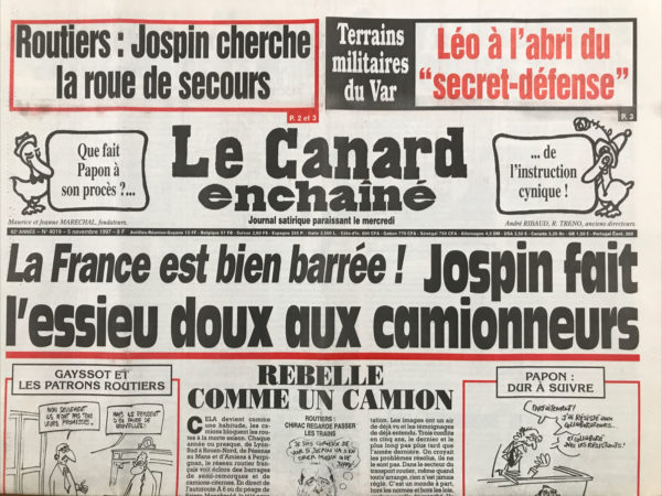 N° 4019 du Canard Enchaîné -  5 Novembre 1997
